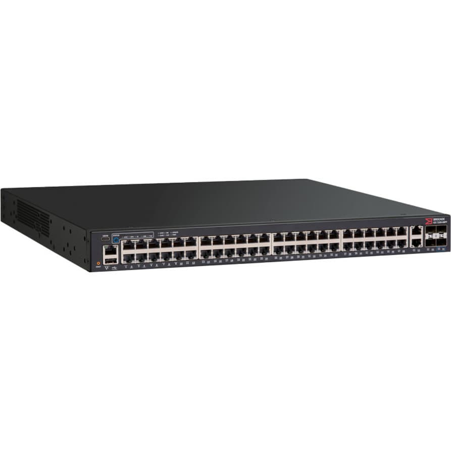 Ruckus ICX 7150 48-port Gigabit PoE+ switch with 2 RJ45 uplinks and 2 SFP slots