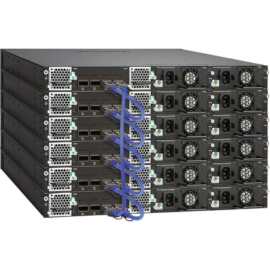 Ruckus ICX7650-48F-E2 managed switch with 24 SFP+ ports, 24 SFP ports, and 4 QSFP uplinks