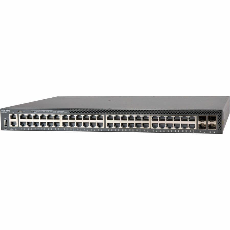 Ruckus ICX 8200-48PF2-E2 1U PoE switch with 48 PoE ports and 25 GbE uplink capability