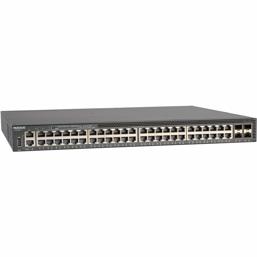 Ruckus ICX 8200-48PF2-E2 1U PoE switch with 48 PoE ports and 25 GbE uplink capability