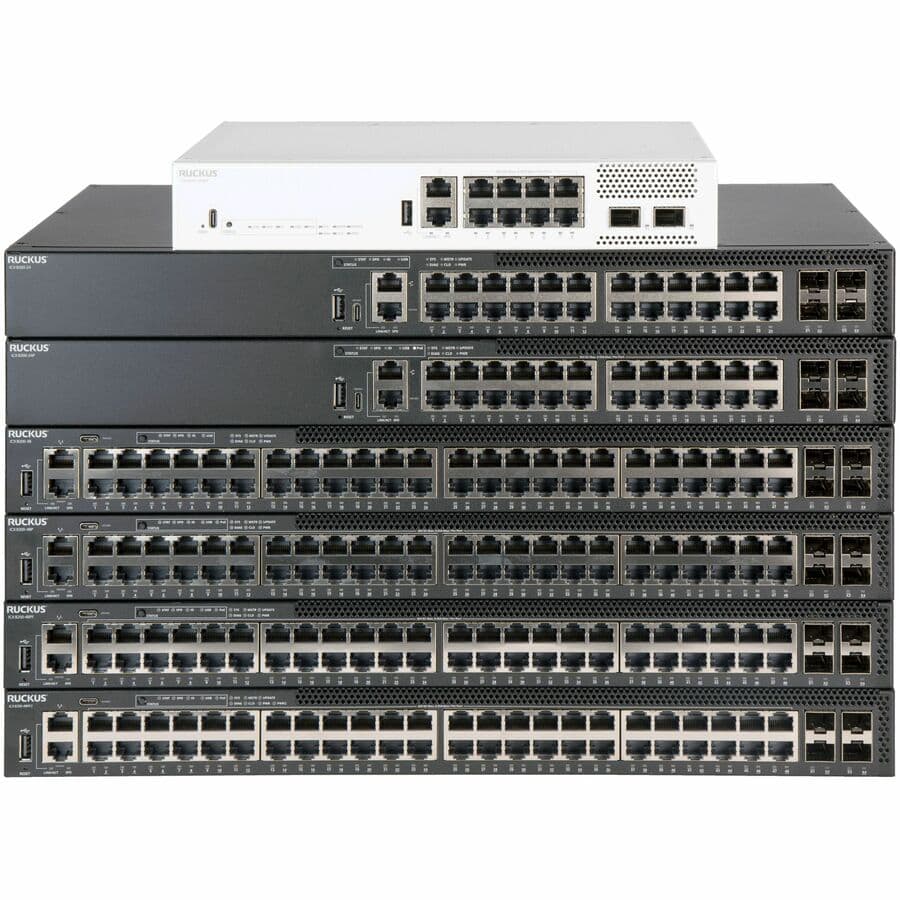 Ruckus ICX8200-24 managed Layer 3 switch with 24 Gigabit Ethernet ports and 4 SFP28 uplinks