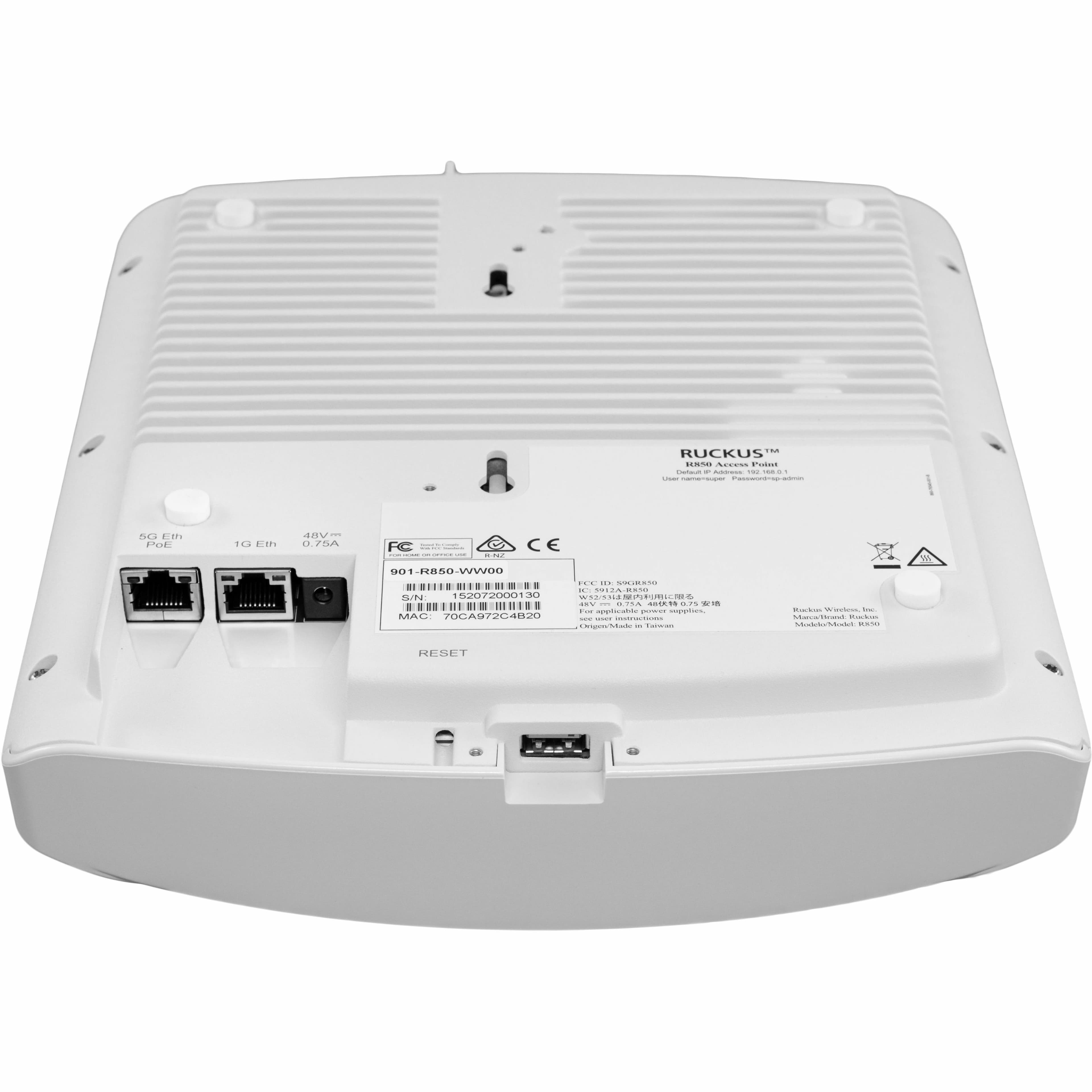 Ruckus R850 dual-band Wi-Fi 6 indoor access point with multi-gigabit Ethernet