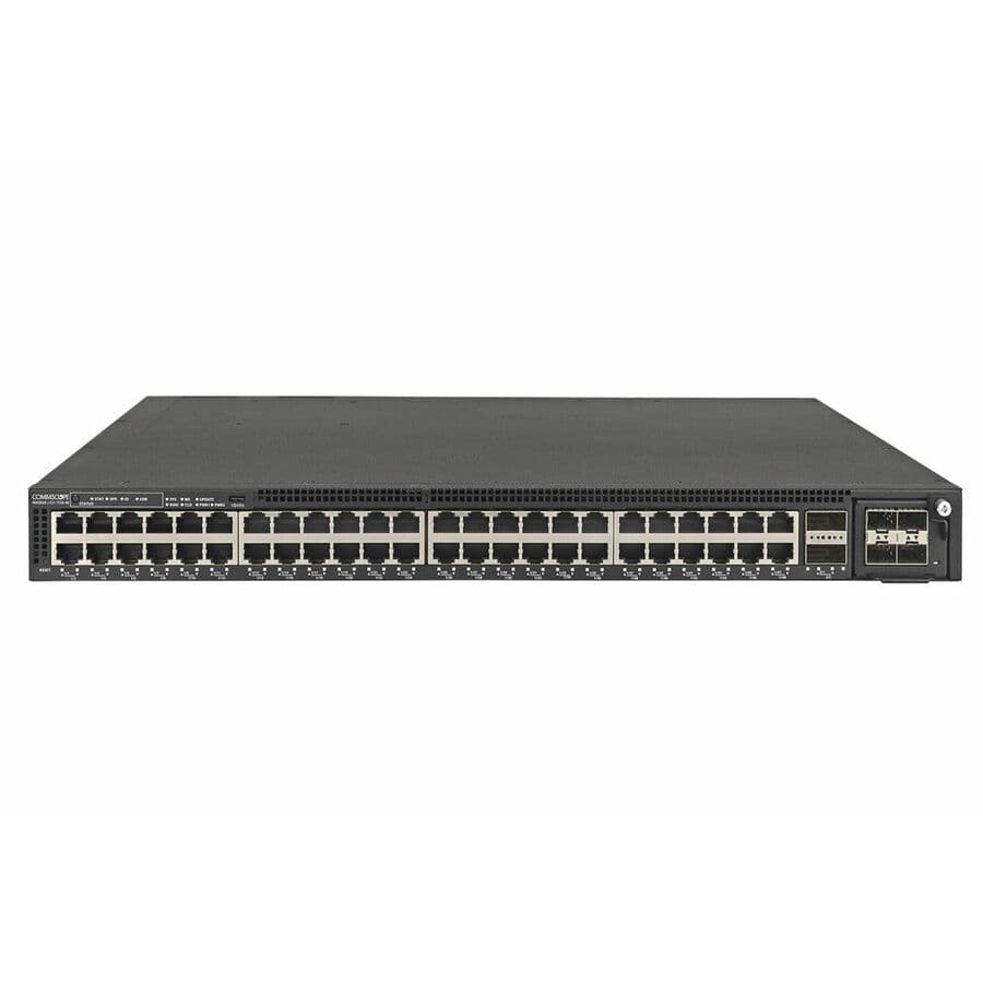 Ruckus ICX 7550 fiber switch with 36 SFP ports, 12 SFP+ ports, and 2 x 40/100 G uplinks
