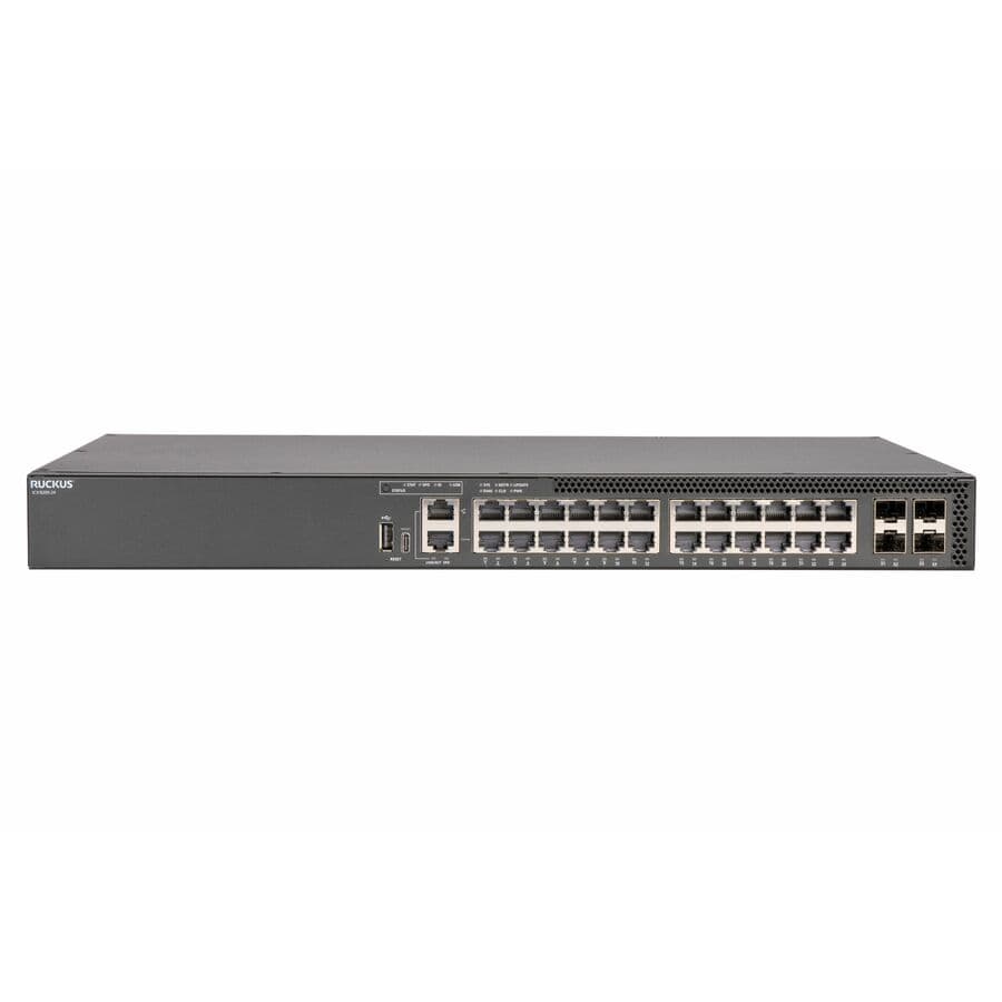 Ruckus ICX8200-24 managed Layer 3 switch with 24 Gigabit Ethernet ports and 4 SFP28 uplinks