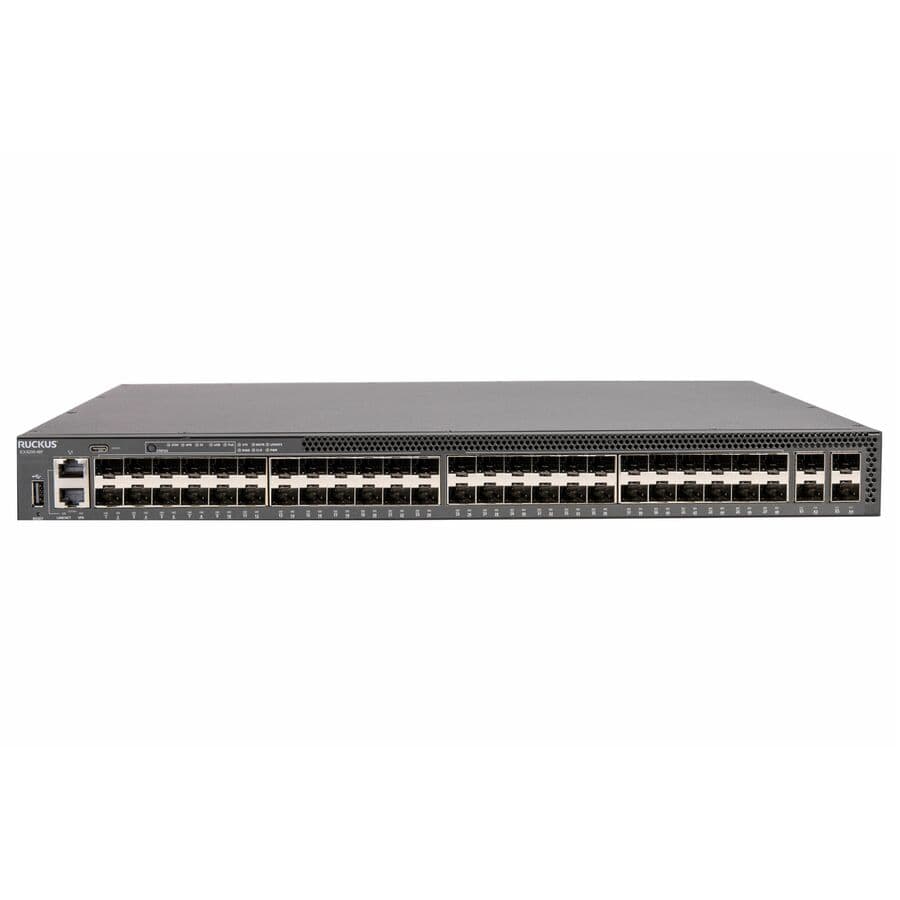 Ruckus ICX 8200 managed switch with 48 SFP ports and 4 x 25 GbE SFP28 stacking uplinks