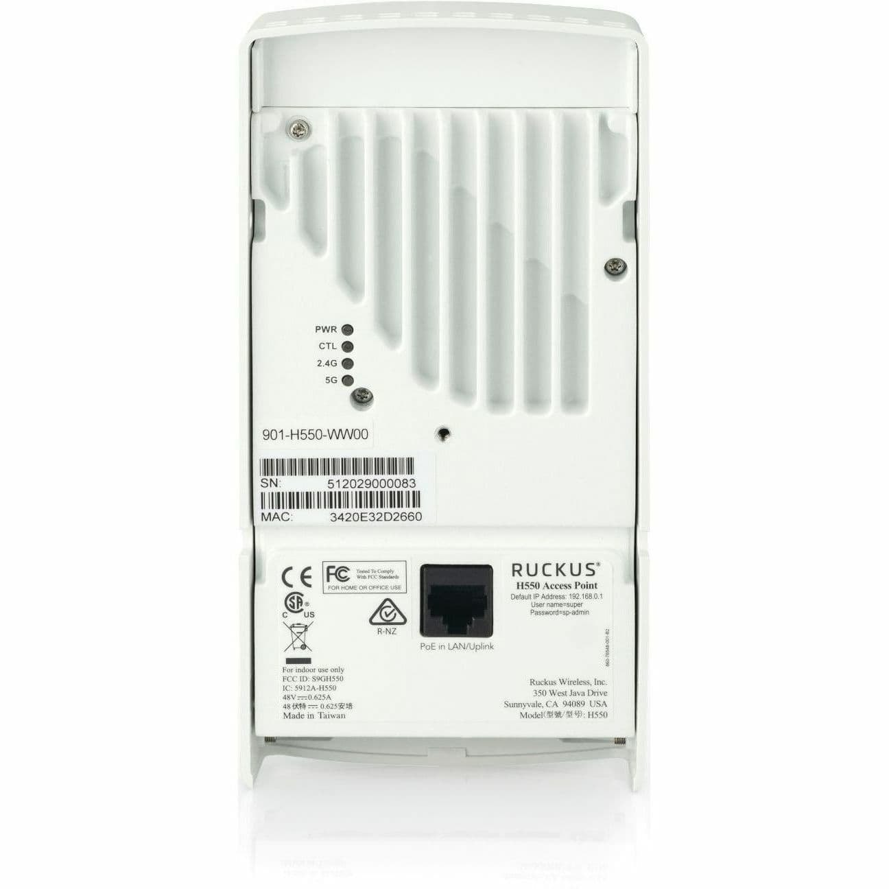Ruckus 9U1-H550-WW00 Wi‑Fi 6 wallplate indoor access point