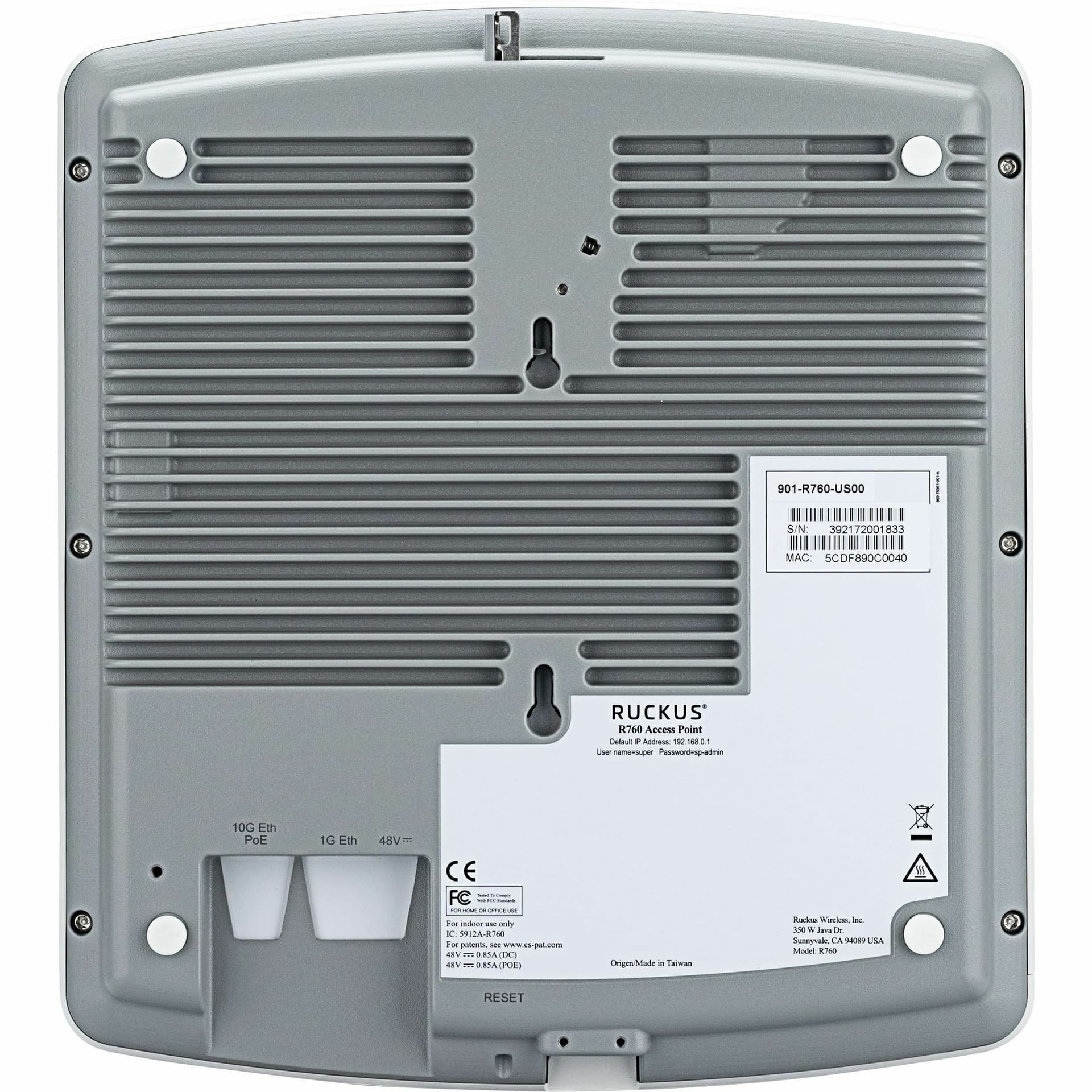 Ruckus R760 tri-band Wi-Fi 6E indoor access point with 4x4:4 design for enterprise wireless